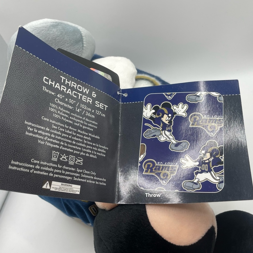 NWT Mickey Mouse St. Louis Rams Throw Blanket & Plush Set - Picture 4 of 4